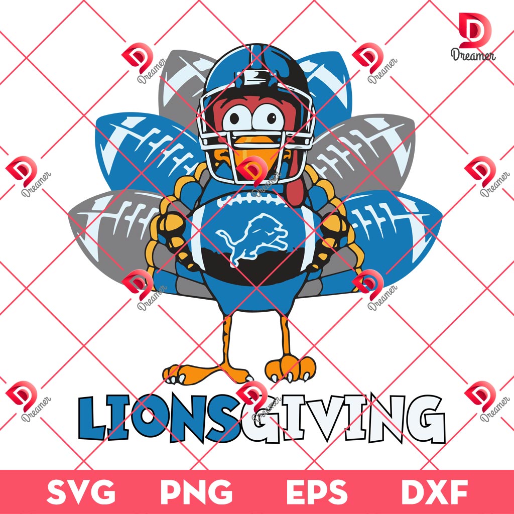 Lionsgiving Turkey SVG PNG, Detroit Lions Turkey Thanksgiving SVG PNG