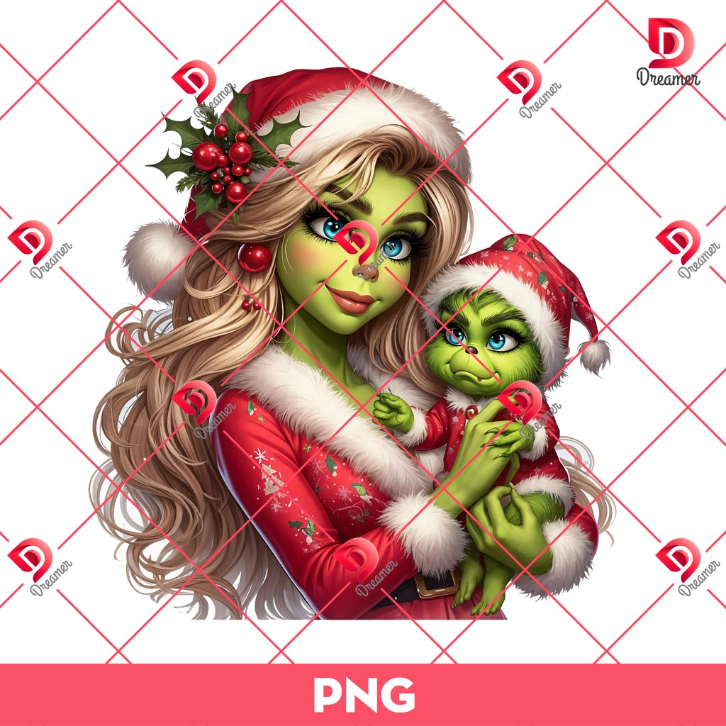 Mama Grinch And Son PNG, Merry Christmas Mother Grinch PNG