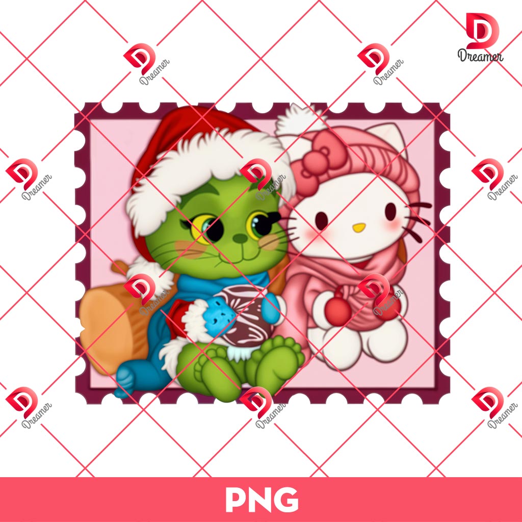 Merry Christmas Baby Grinch And Hello Kitty PNG, Grinchmas Kitty PNG