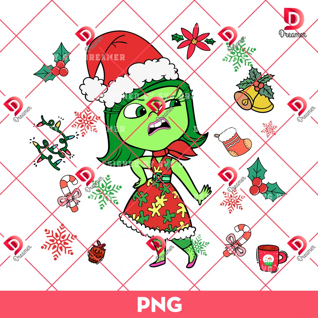 Merry Christmas Disgust Inside Out PNG, Disney Movie Inside Out Christmas PNG