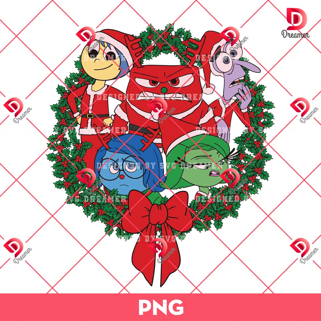 Merry Christmas Inside Out 2 Movie PNG, Inside Out Character Christmas PNG