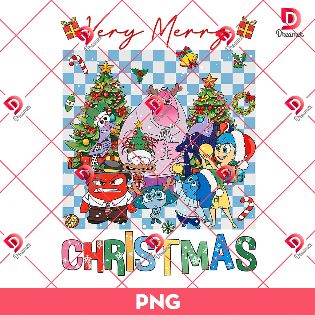 Merry Christmas Inside Out Characters PNG, Cartoon Emotions Friends Christmas PNG