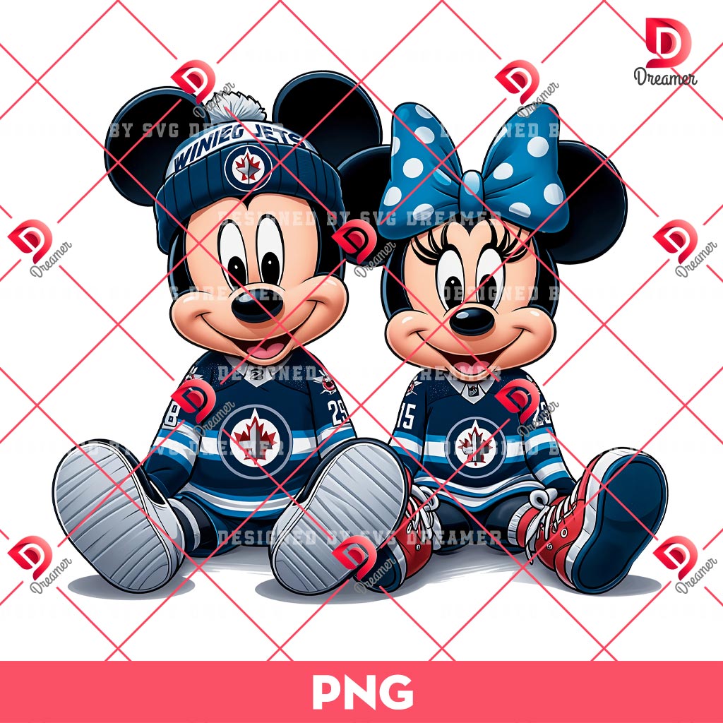 Mickey And Minnie Winnipeg Jets PNG, Disney Friends Hockey NHL PNG