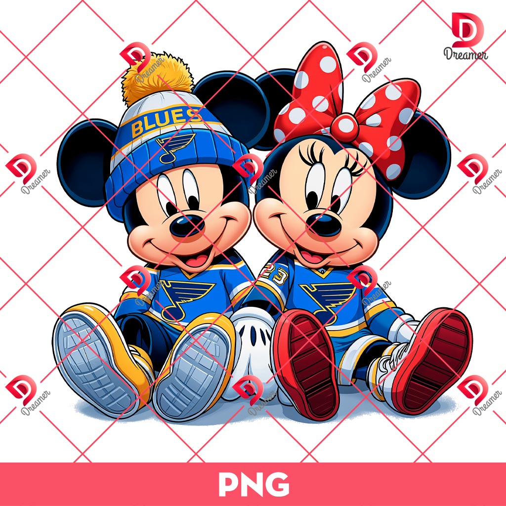 Mickey Minnie St Louis Blues PNG, Disney Friends NHL Sport PNG