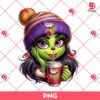 Miami Dolphins Boujee Grinch Girl PNG, Christmas Coffee Grinch NFL Football PNG