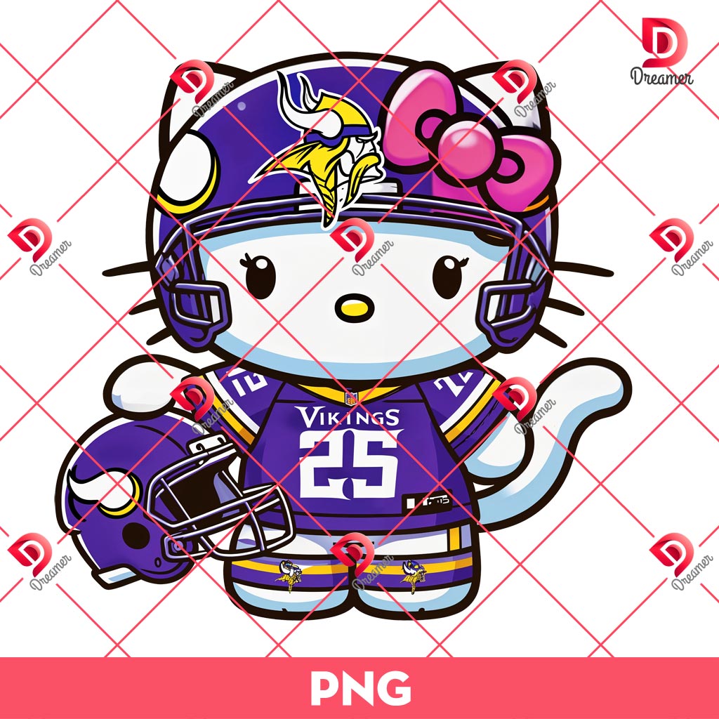 Minnesota Vikings Football Hello Kitty PNG, Hello Kitty NFL Vikings Team PNG