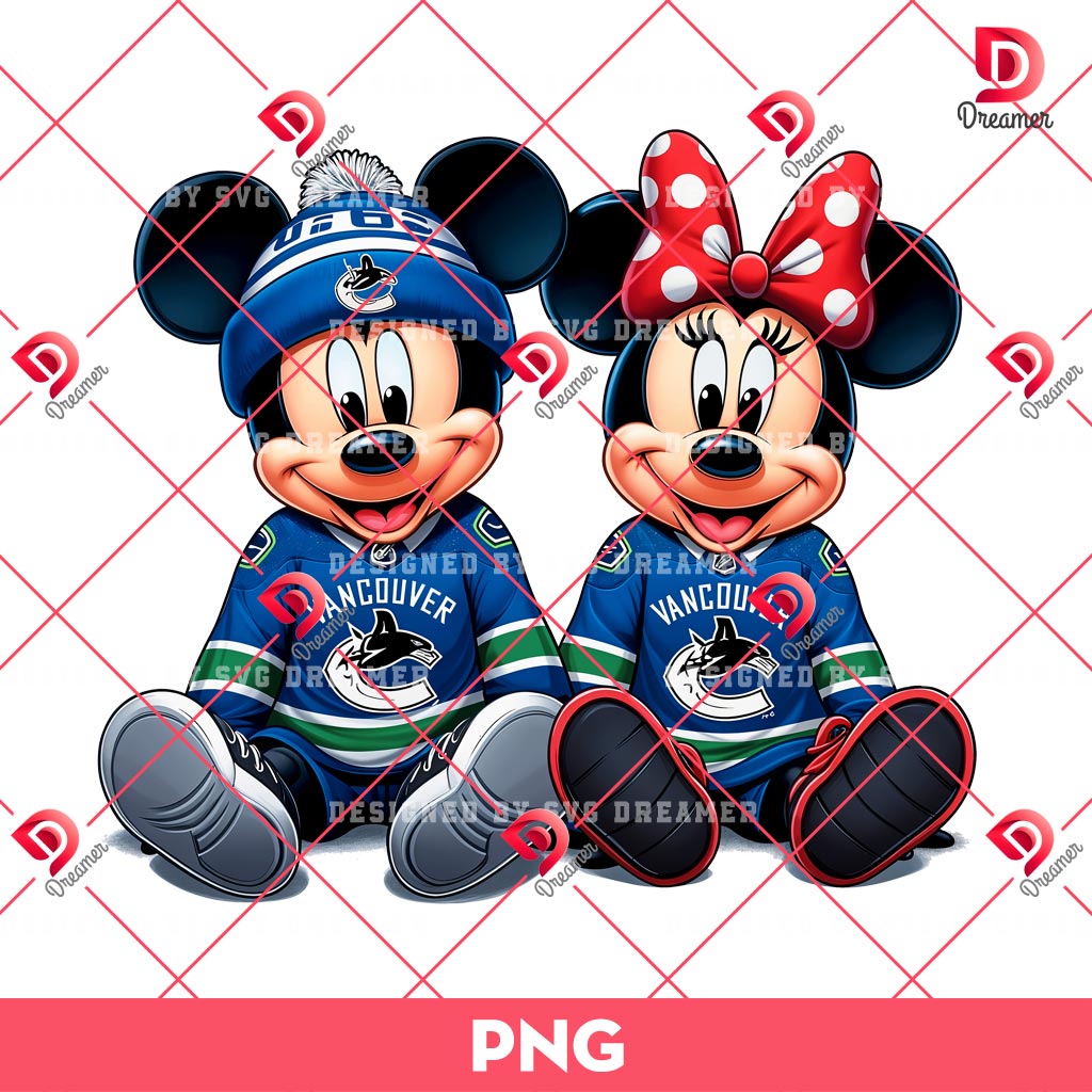 Minnie Mickey Vancouver Canucks PNG, Disney Friends NHL Hockey PNG
