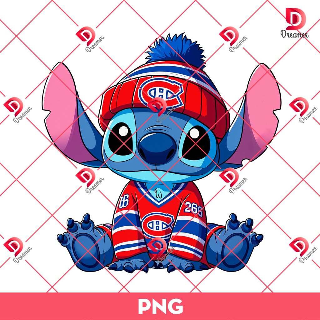 Montreal Canadiens Stitch PNG, Disney Stitch NHL Sport PNG
