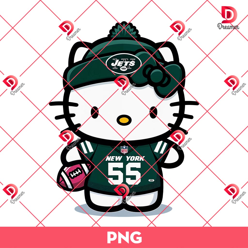 NFL New York Jets Hello Kitty PNG, Hello Kitty NFL Football Player PNG