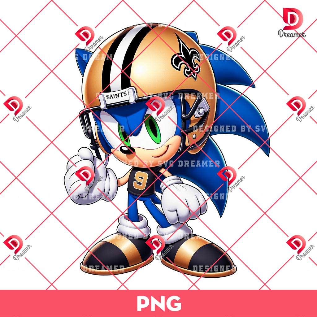 New Orleans Saints Sonic PNG, NFL Football Sport Sonic PNG