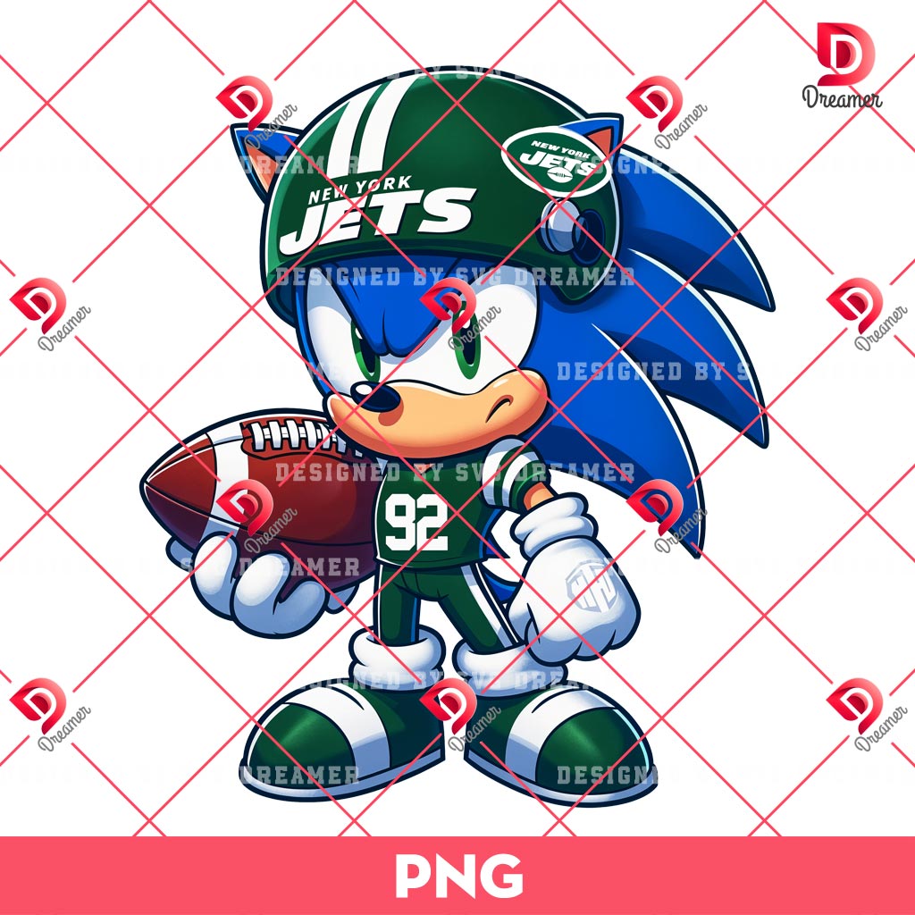 New York Jets Sonic NFL PNG, NFL Football Sonic NY Jets Team PNG