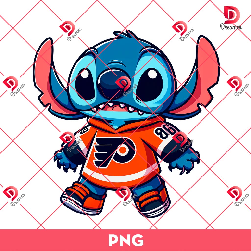 Philadelphia Flyers Disney Stitch PNG, Stitch NHL Hockey Sport PNG
