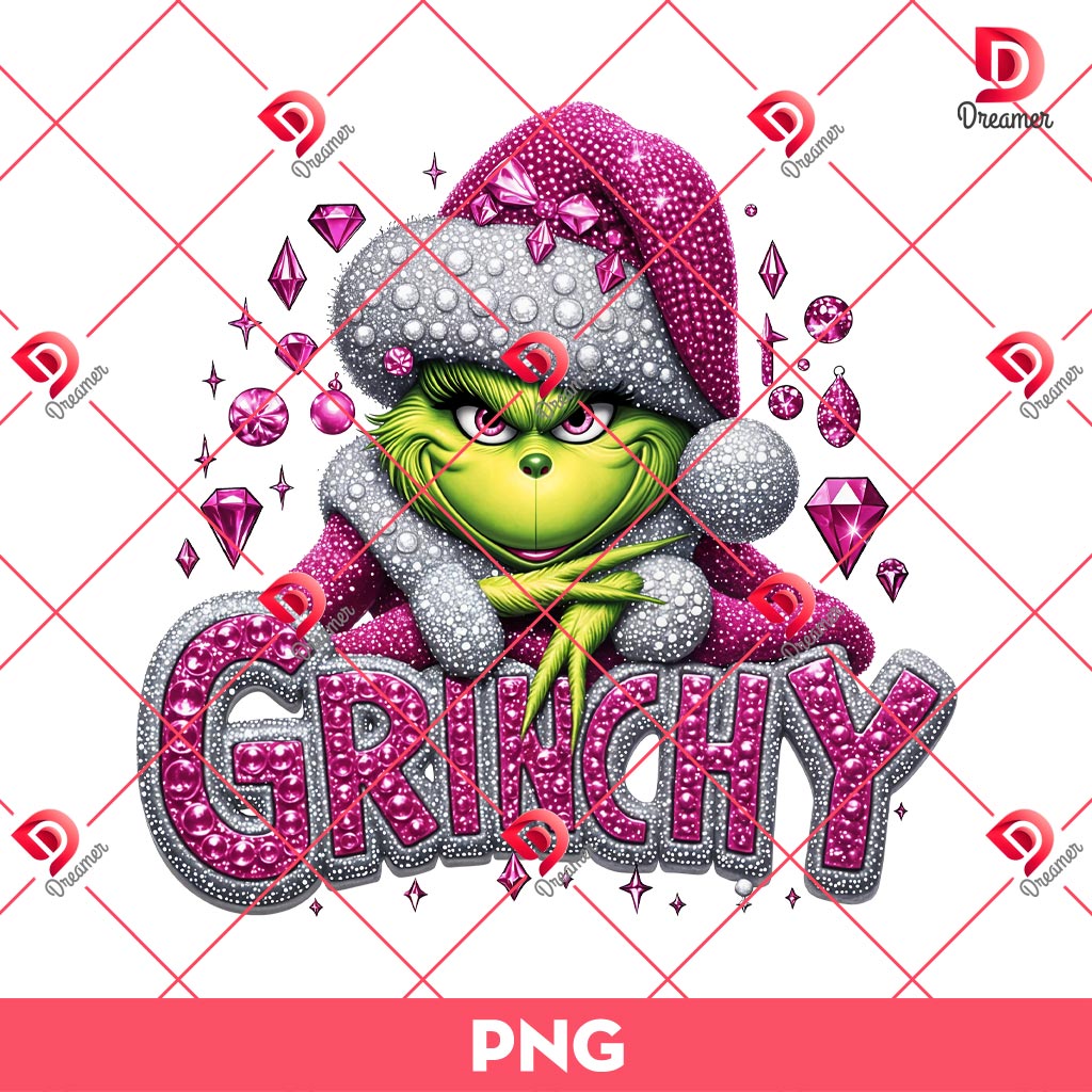Pink Rhinestone Christmas PNG, Gemstone Mean Guy Christmas Movies PNG