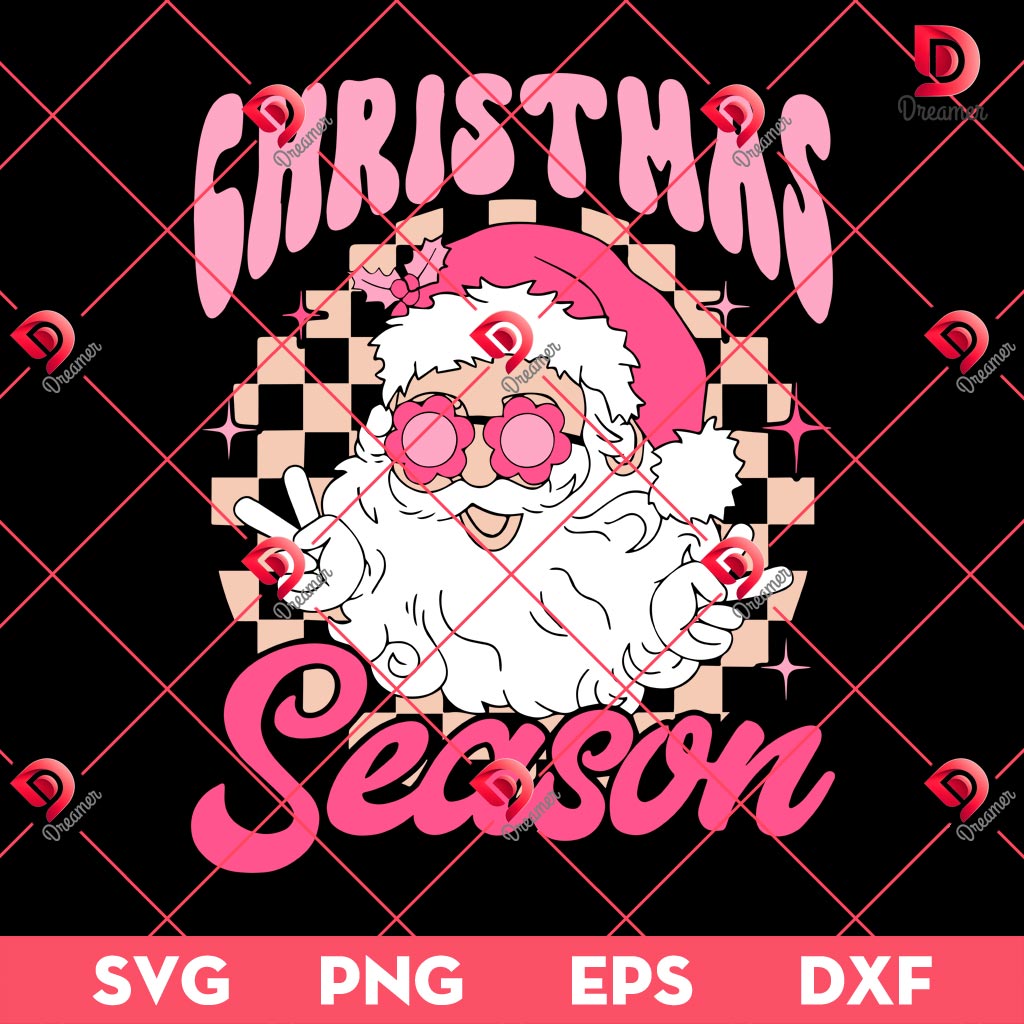 Pink Santa Claus SVG PNG, Retro Christmas Season SVG PNG