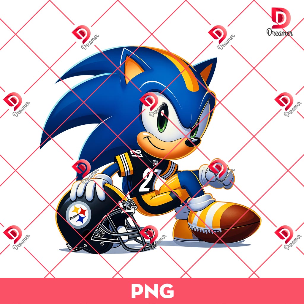 Pittsburgh Steelers Sonic PNG, Sonic Steelers NFL Football PNG