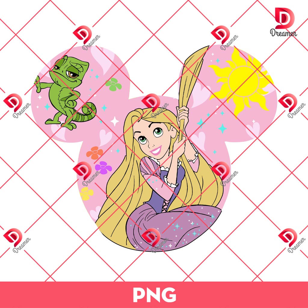 Rapunzel Princess In Disney Mouse Head PNG, Disney Princess PNG