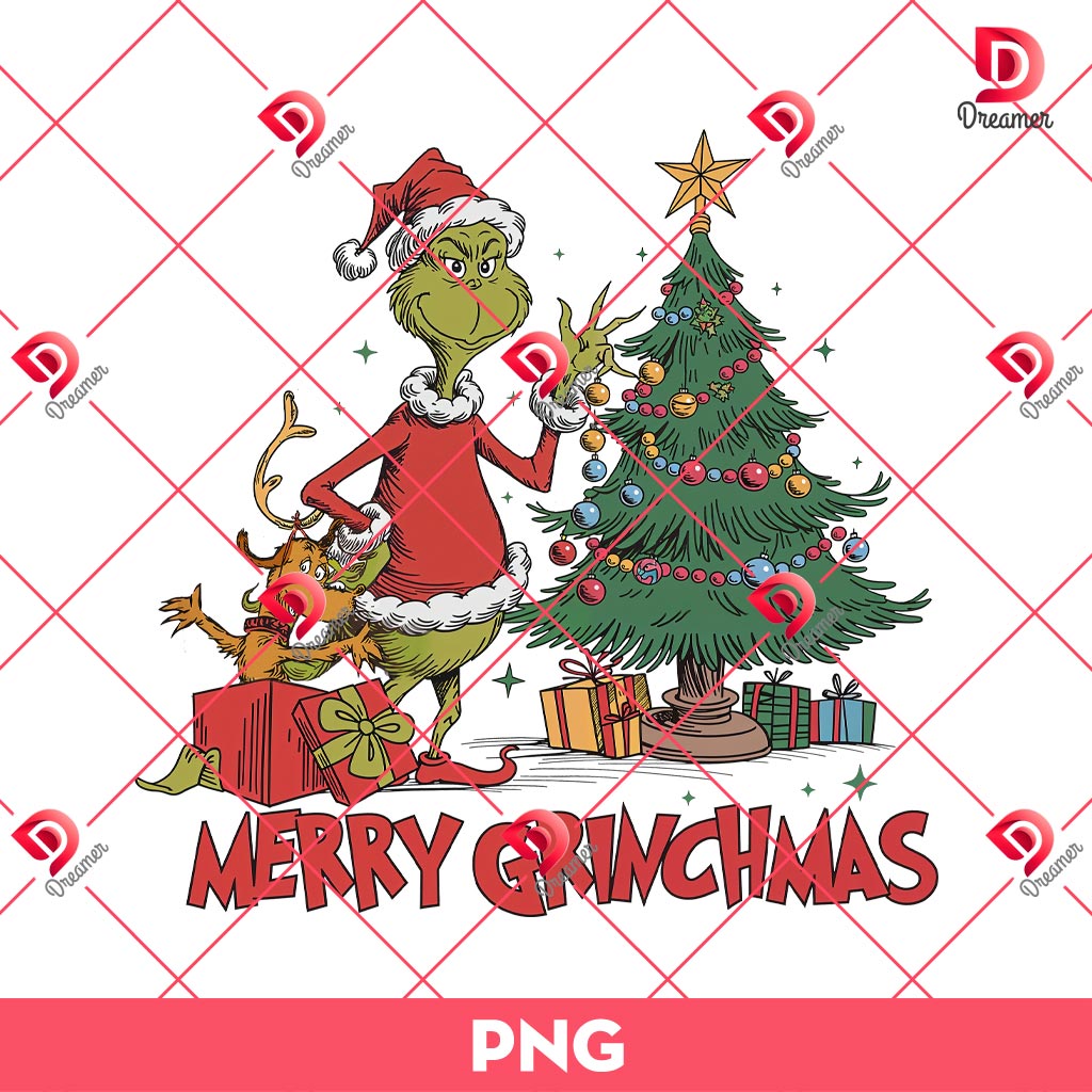 Retro Christmas Characters PNG, Merry Grinchmas PNG