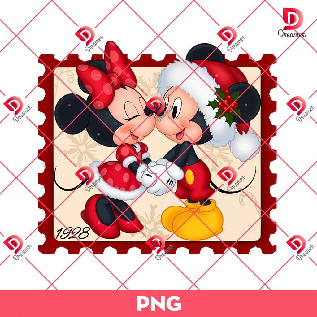 Retro Christmas Mickey Minnie EST 1928 PNG, Disney Christmas PNG