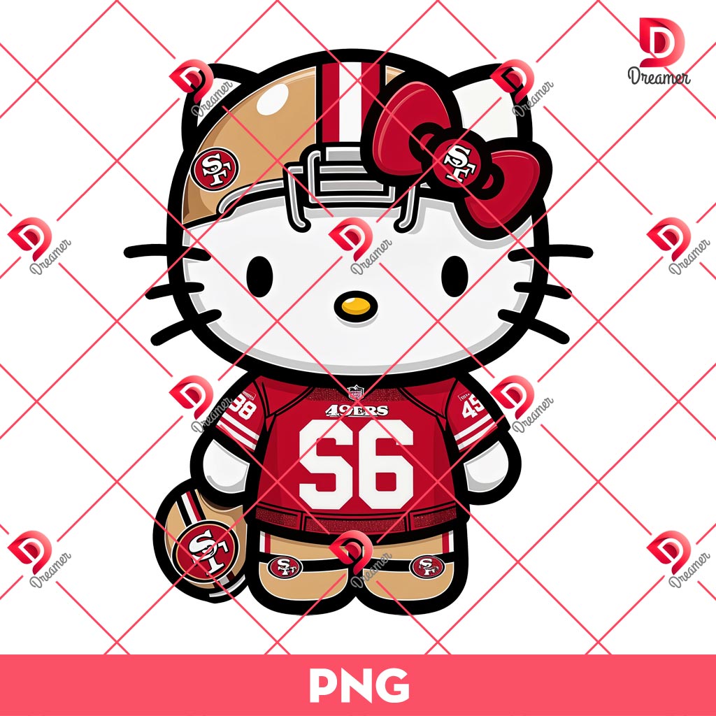 San Francisco 49ers Hello Kitty Player PNG, NFL Football 49ers Hello Kitty PNG