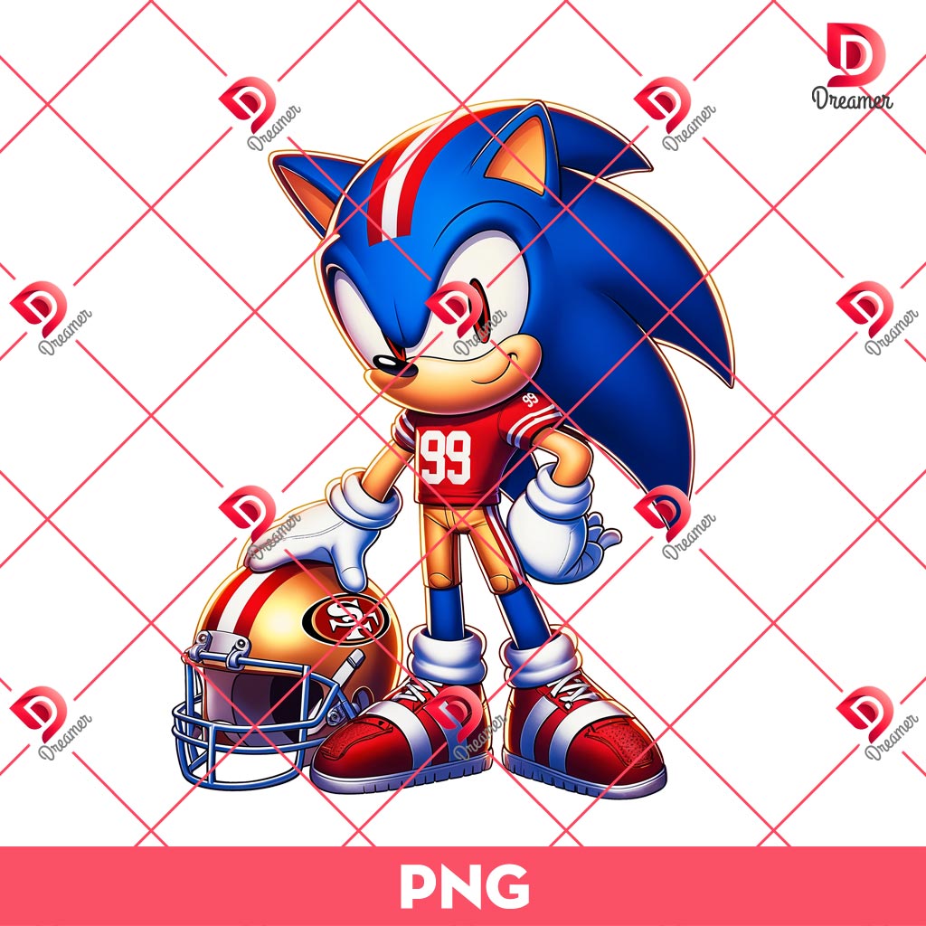 San Francisco 49ers Sonic PNG, Sonic SF 49ers NFL Football PNG