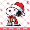 Snoopy Holding A Christmas Gift Box SVG PNG, Peanuts Snoopy Cartoon Merry Christmas SVG PNG