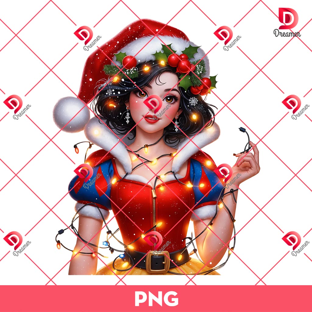 Snow White Christmas Lights PNG, Disney Princess Merry Christmas 2024 PNG