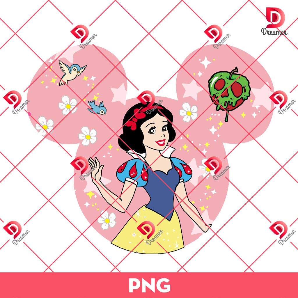 Snow White In Disney Mouse Head PNG, Disney Princess PNG