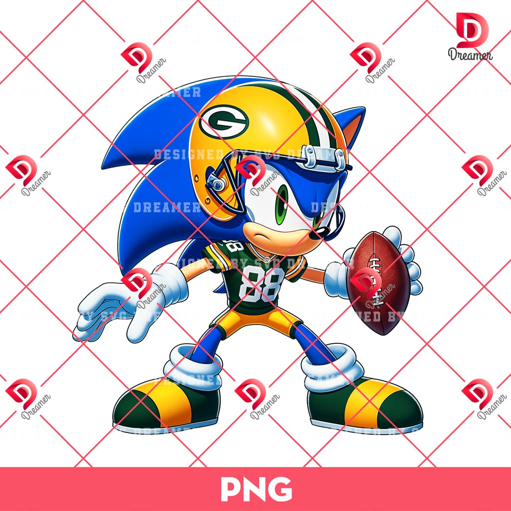 Sonic Green Bay Packers NFL Football PNG, GB Packers NFL Sport Team Sonic PNG
