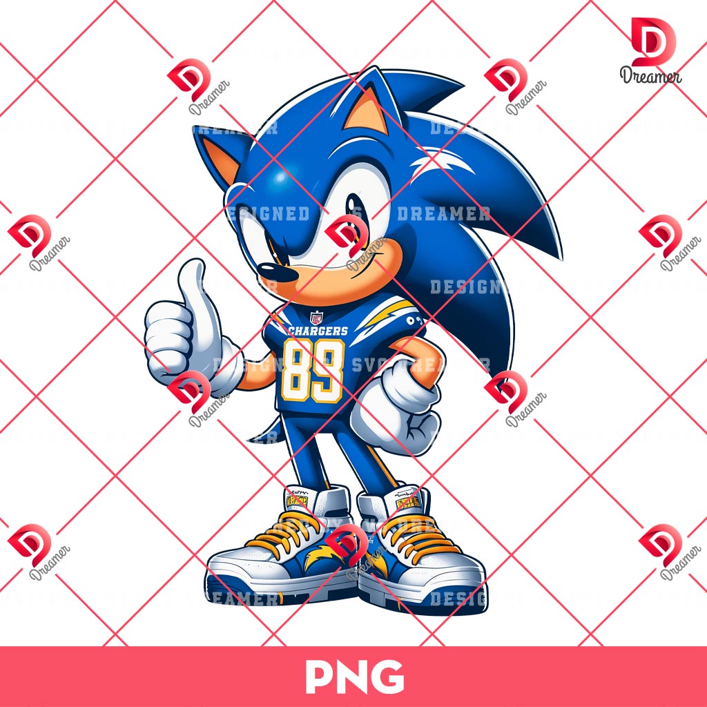 Sonic Los Angeles Chargers PNG, Sonic NFL Football Chargers Team PNG