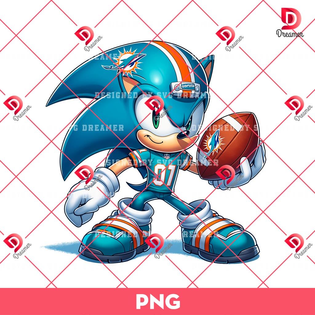 Sonic Miami Dolphins PNG, Sonic NFL Football PNG