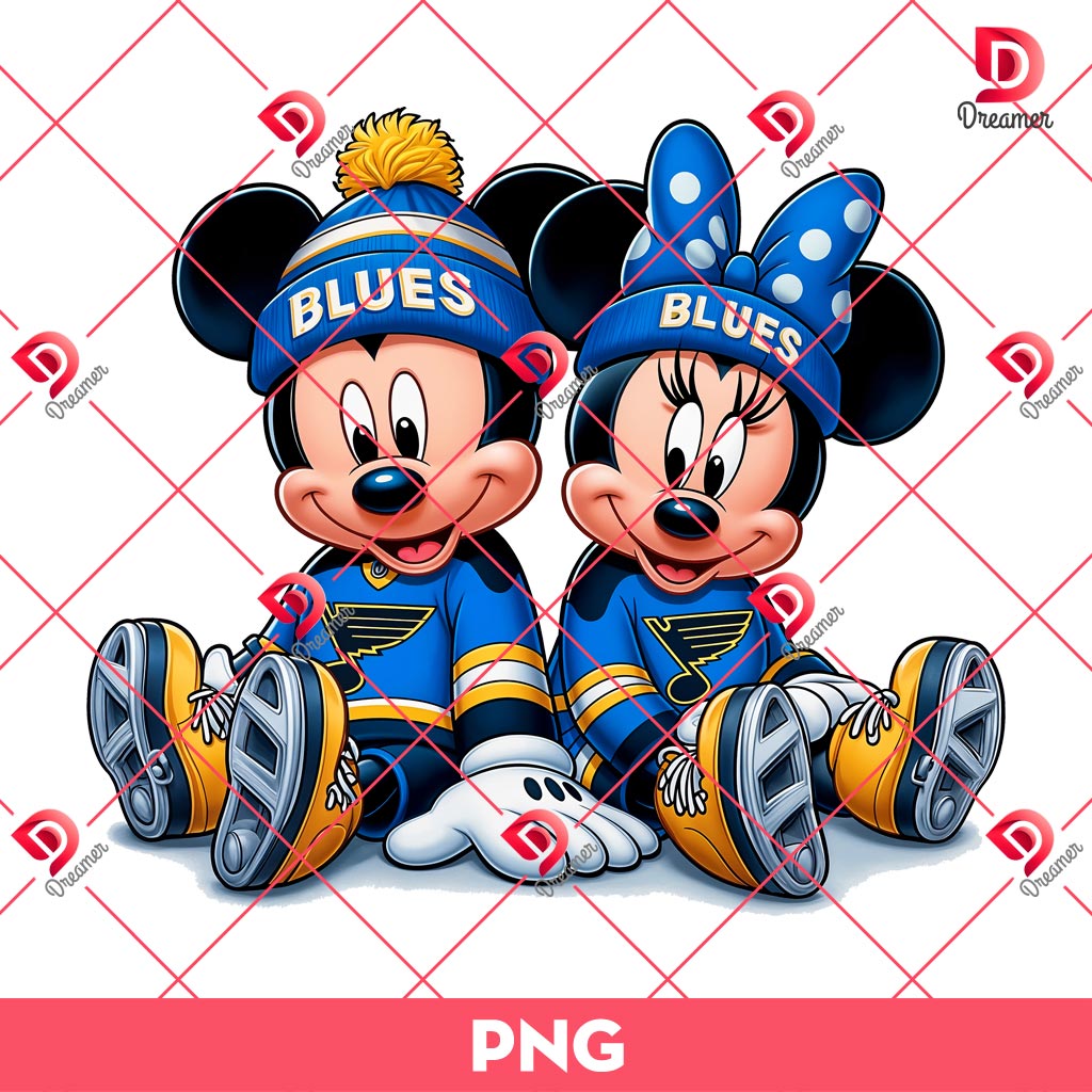 St Louis Blues Disney Mickey Minnie PNG, NHL Hockey Sport Blues Disney Mouse Friends PNG