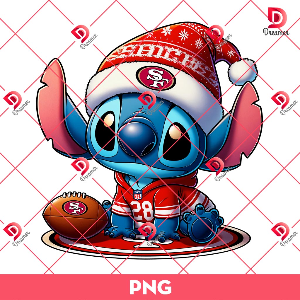Stitch SF 49ers Christmas PNG, Merry Christmas Stitch NFL San Francisco 49ers Football PNG