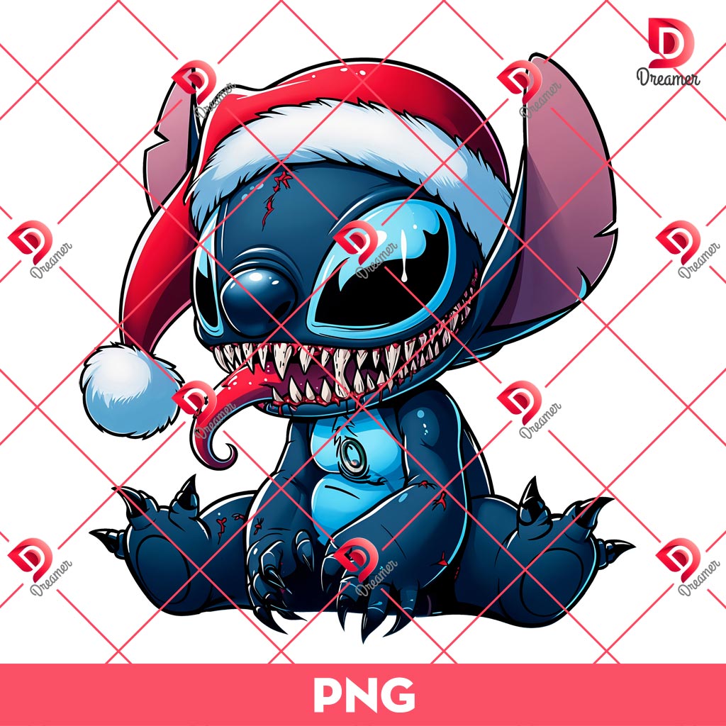 Stitch Venom Christmas PNG, Marvel Venom Stitch Merry Christmas PNG