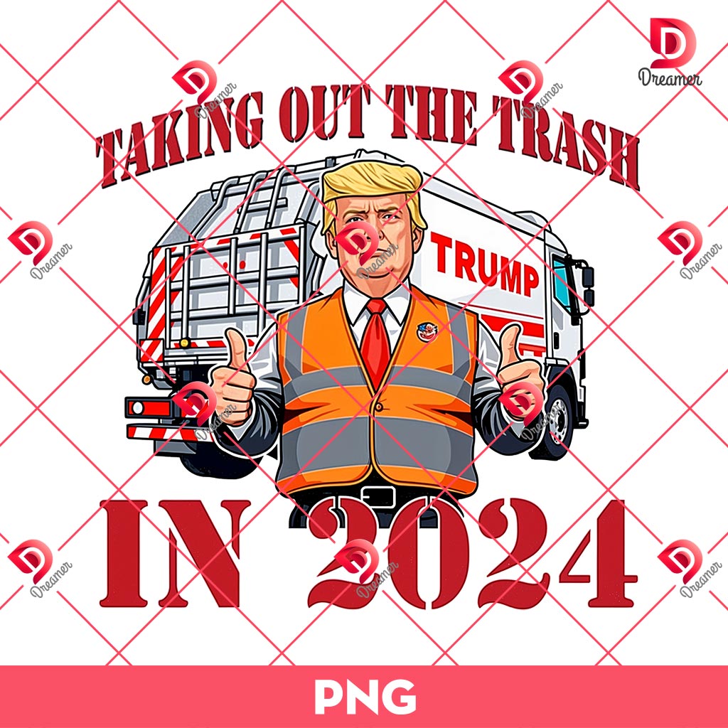 Taking Out The Trash in 2024 PNG, Donald Trump Garbage Truck Patriotic PNG