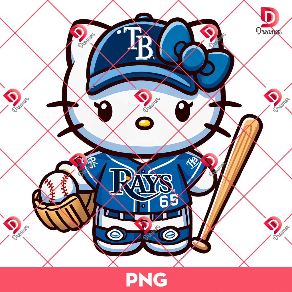 Tampa Bay Rays Baseball Hello Kitty Player PNG, MLB Hello Kitty PNG