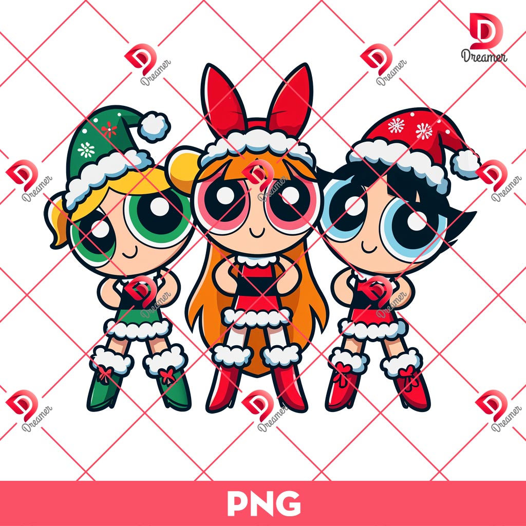 The Powerpuff Girls Merry Christmas PNG, Cartoon Christmas 2024 PNG