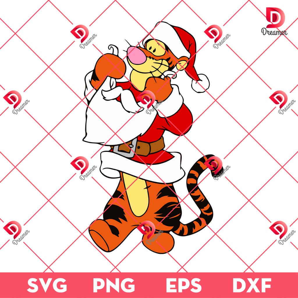 Tigger Santa SVG PNG, Winnie The Pooh Christmas PNG SVG