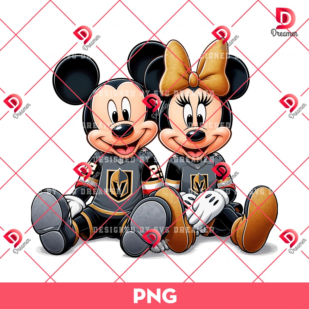 Vegas Golden Knights Mickey And Minnie PNG, Disney Friends NHL Sport PNG