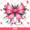 Vintage Pink Coquette Christmas Lights PNG, Retro Christmas Coquette Bow PNG