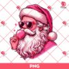 Vintage Pink Santa Claus Blowing Bubble PNG, Merry Christmas Santa Claus Wearing Sunglasses PNG