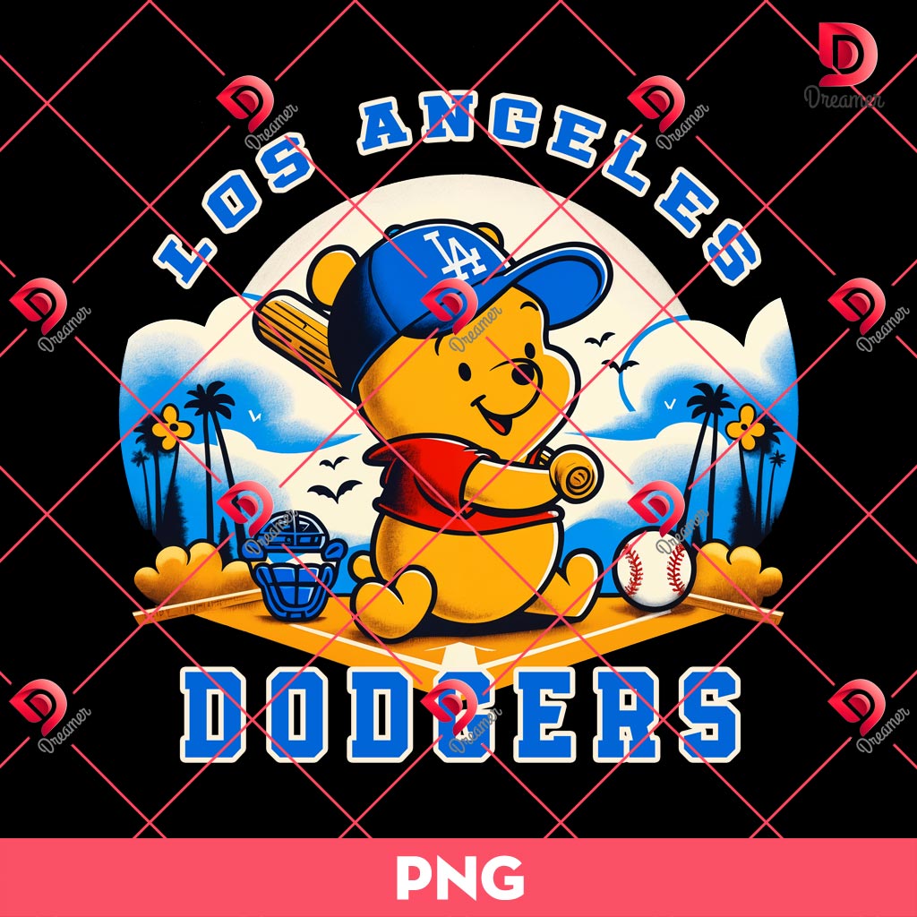 Winnie The Pooh Dodgers PNG, Los Angeles Dodgers World Series Champs PNG
