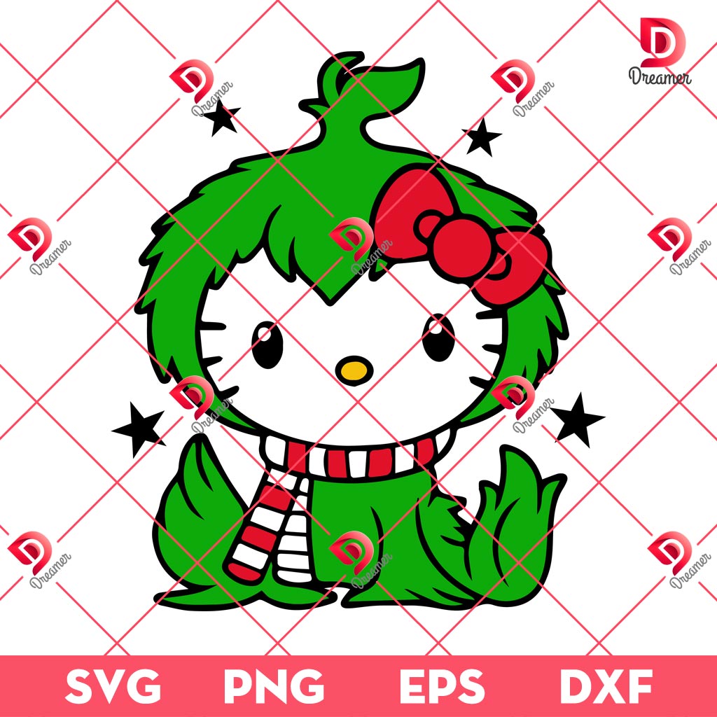 Baby Grinch Hello Kitty Christmas SVG PNG, Kitty Grinchmas SVG PNG EPS DXF