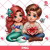 Baby Mermaid Couple Valentine PNG, Ariel Princess And Eric Valentines Day PNG, Disney Couple PNG