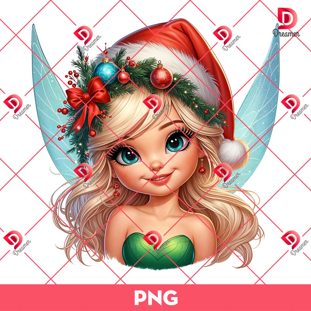 Baby Tinkerbell Fairy Merry Christmas PNG, Cute Fairy Xmas PNG