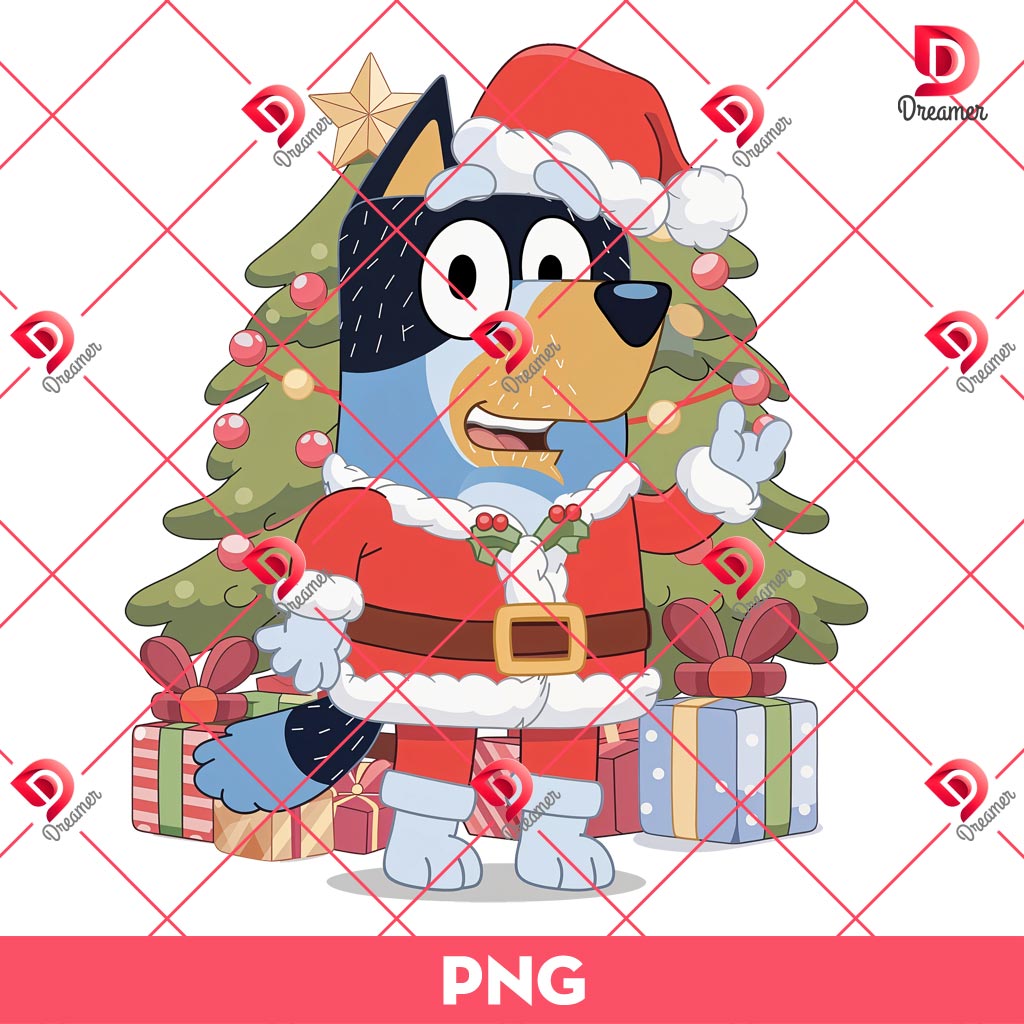 Bandit Heeler Christmas PNG, Bandit Heeler Santa Claus PNG, Bluey Merry Christmas 2024 PNG