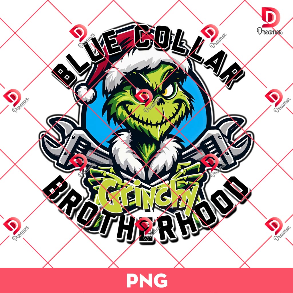 Blue Collar Grinchy PNG, Brotherhood Christmas Grinch PNG