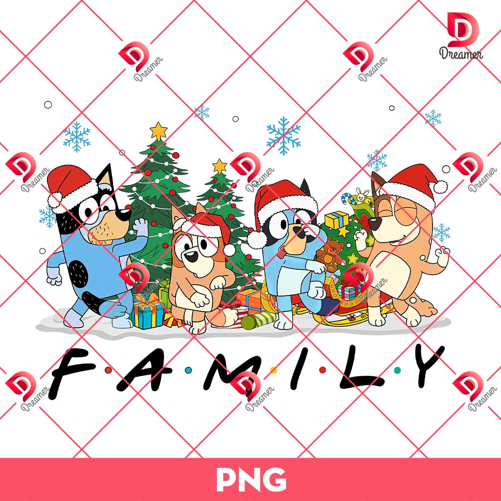 Bluey Christmas Family PNG, Christmas Family Matching PNG