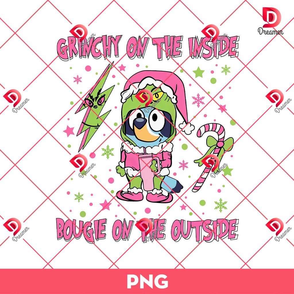 Bluey Christmas Sweatshirt Design PNG, Grinchy Bougie Tee PNG