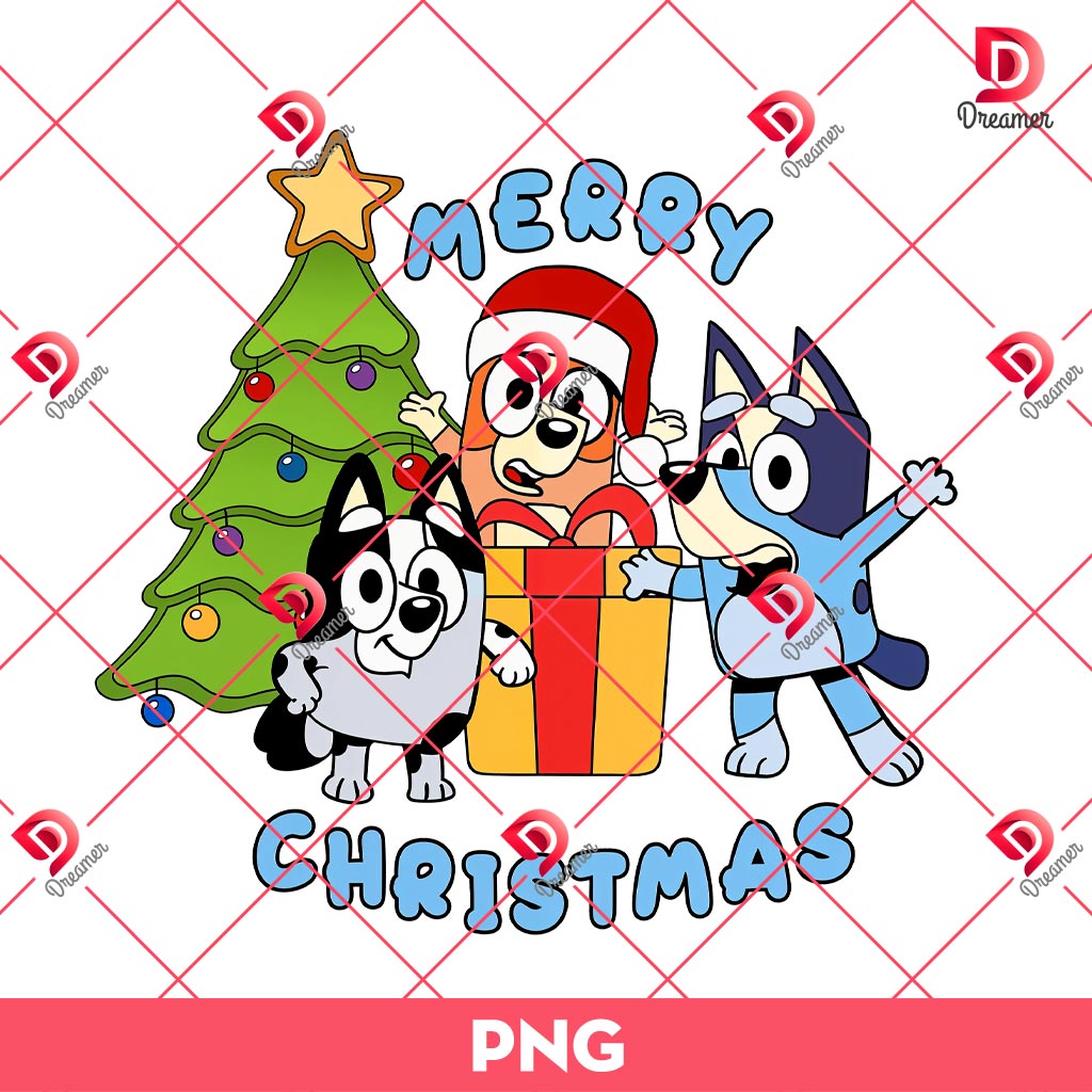 Bluey Merry Christmas PNG, Christmas Movies Friends PNG