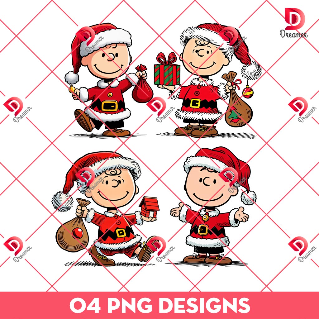 Bundle Charlie Brown Christmas PNG, Peanuts Christmas Santa Claus PNG Bundle